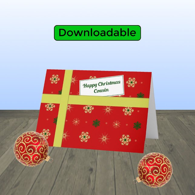 Cousin Rotes Weihnachtsgeschenk Feiertagskarte (Von Creator hochgeladen)