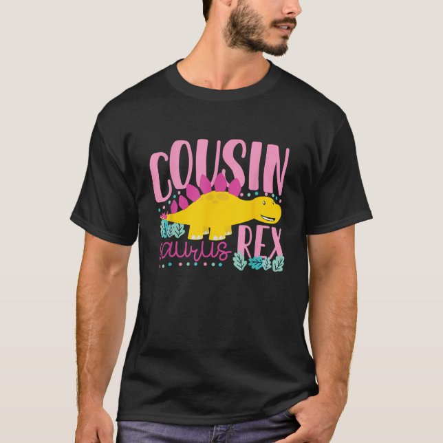 Cousin Saurus Rex Funny Dinosaur Kinder Mädchen T-Shirt (Vorderseite)