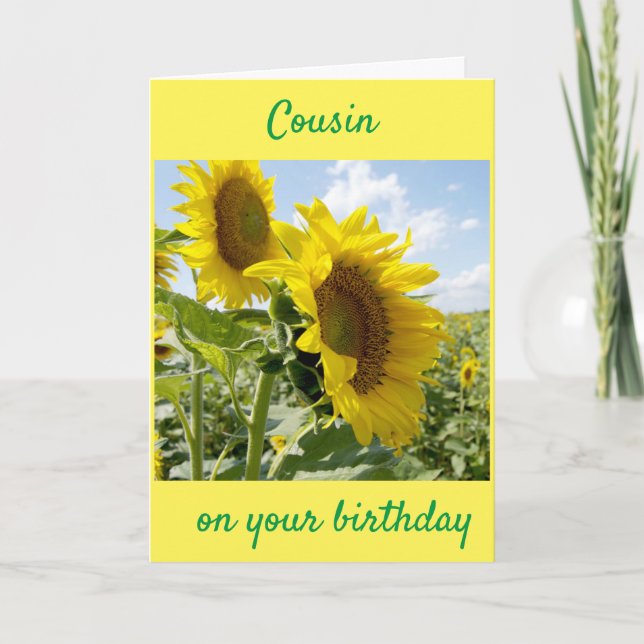 **COUSIN** SONNENBLUME FÜR IHRE GEBURTSKARTE KARTE (Vorderseite)
