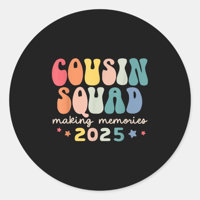 Cousin Squad Crew 2025 Erinnerungen Reun Runder Aufkleber (Vorderseite)