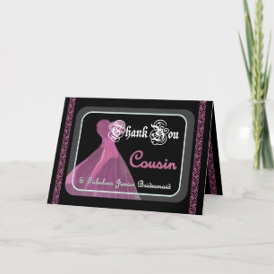 COUSIN Thank You Junior Bridesmaid - Purple Gown Dankeskarte