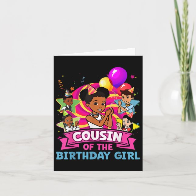 Cousin The Birthday Girl Party Pink Doll Family De Karte (Vorderseite)