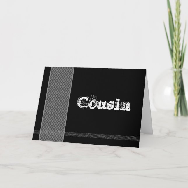 COUSIN - Trauzeuge - Karo Schwarz und Silber Einladung (Vorderseite)