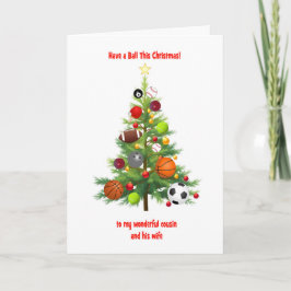 Cousin und seine Ehefrau Weihnachtsbaum mit Ballen Feiertagskarte