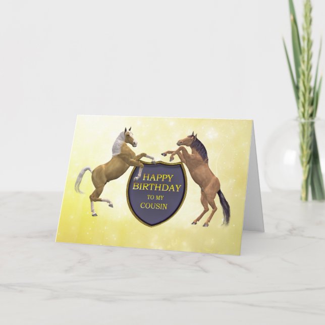Cousin, une carte d'anniversaire avec élever des (Devant)