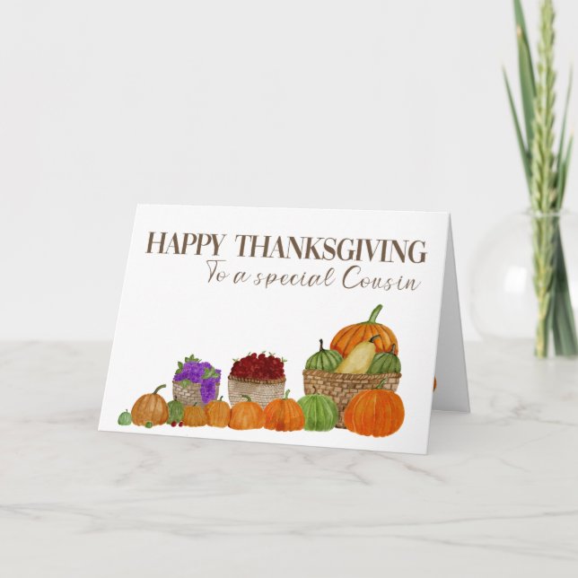 Cousin Watercolor Pumpkins Erntedank Card Karte (Vorderseite)