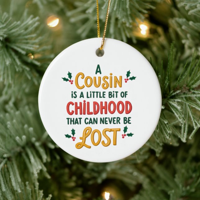 Cousin Weihnachtsgeschenk für die Familie, Erinner Keramik Ornament (Baum)
