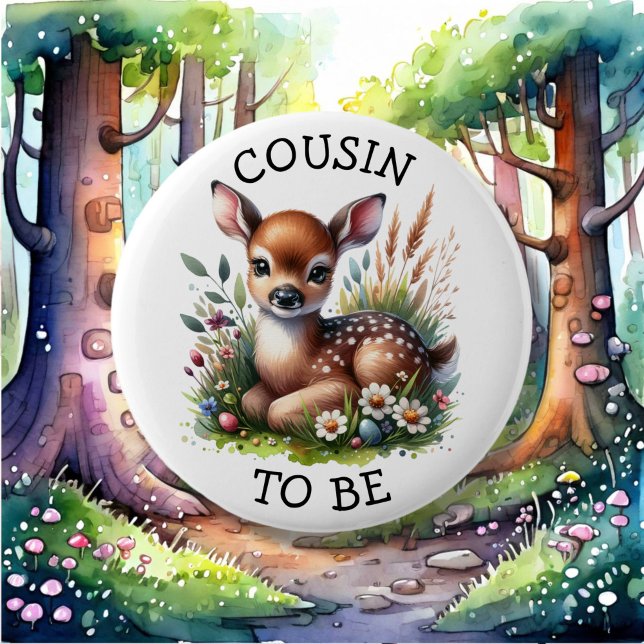 Cousin | Woodland Themed Baby Dusche Button (Von Creator hochgeladen)