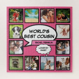 Cousine 12 Foto-Collage Comic-Book Spaß Pink