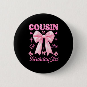 Cousine Geburtstagsmädchen passendes kokettes rosa Button