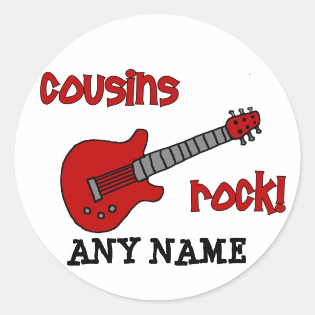 Cousins Rock mit Red Guitar Runder Aufkleber (Vorderseite)