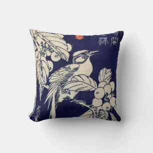 Coussin 枇杷に鳥, oiseau de 広重 et Loquat, Hiroshige, Ukiyo-e