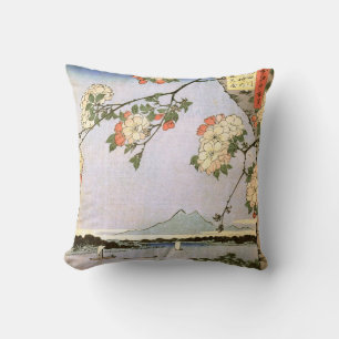 Coussin 江戸の桜, fleurs de cerisier de 広重 d'Edo, Hiroshige,