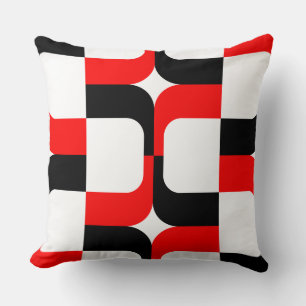 Coussin 020614 - Noir et rouge sur blanc