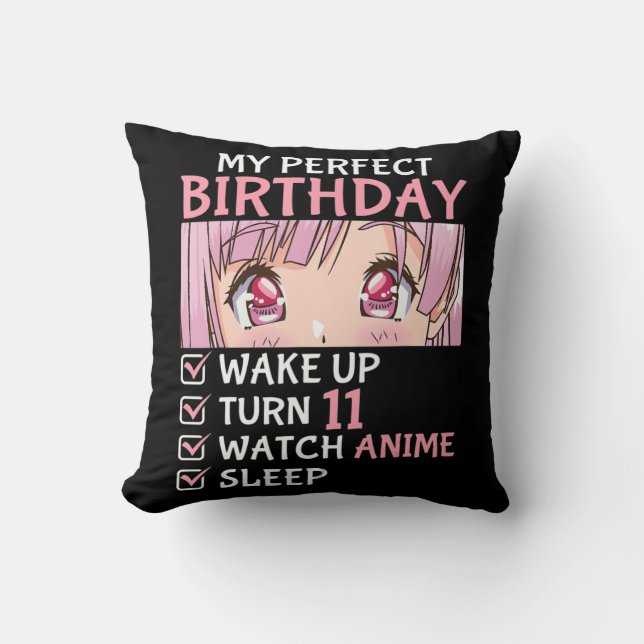 Coussin 11e anniversaire Veille Anime 11 ans Anime Ado (Recto)
