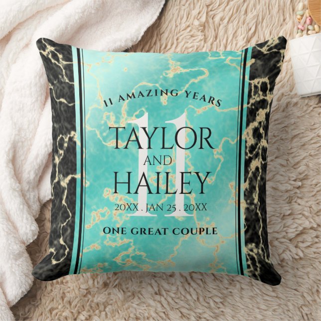 Coussin 11ème anniversaire de Mariage turquoise (Couverture)