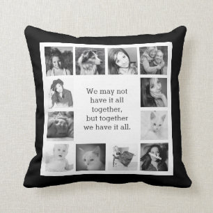 Coussin 12 photos de famille avec ensemble citent