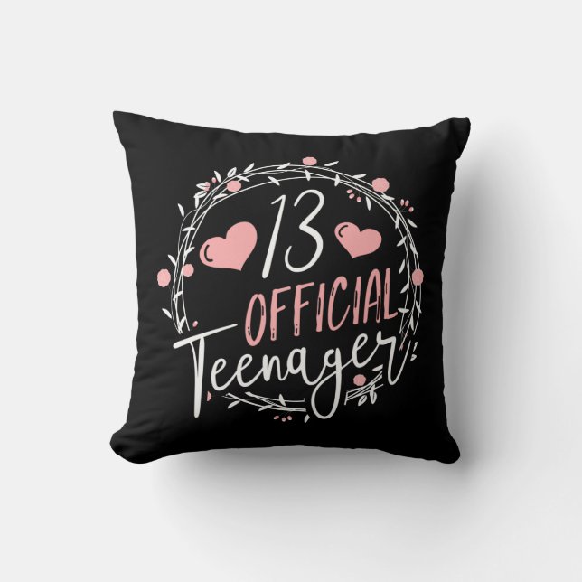 Coussin 13e anniversaire Adolescente officielle 13 ans (Recto)