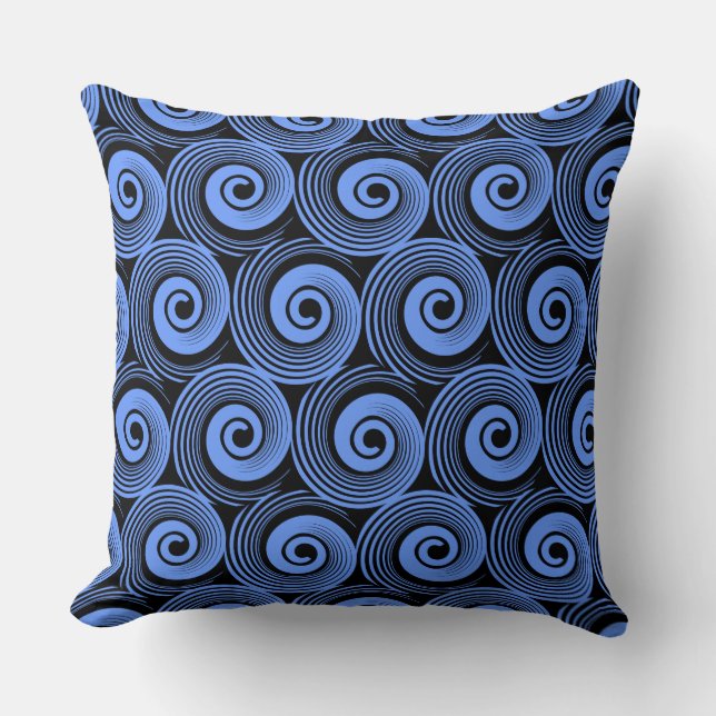 Coussin 140216 Spirales - Bleu bébé sur noir (Recto)