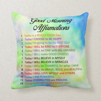 Coussin 14 Affirmations du bon matin - Pensée positive