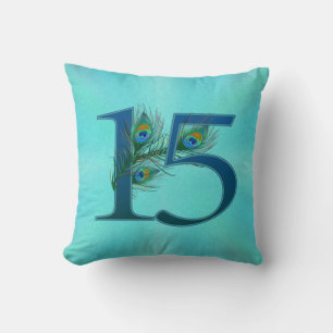 Coussin 15 Élégant Anniversaire de Plume de Paon