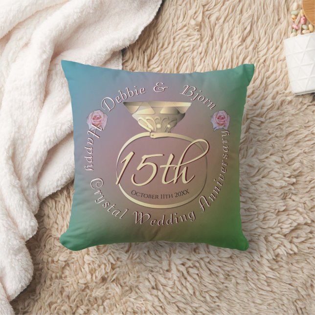 Coussin 15e Mariage de cristal Anniversaire d'oreiller à l (Couverture)