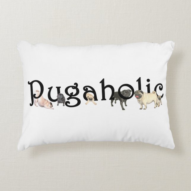 Coussin 16" d'accent de Pugaholic X12 " (Devant)