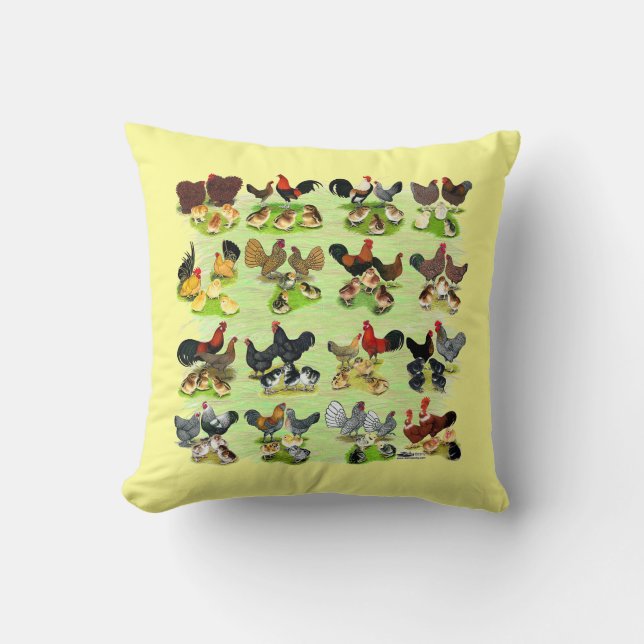 Coussin 16 Familles de poulet (Recto)