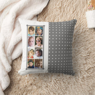 Coussin 16 photo collage pois jeter gris