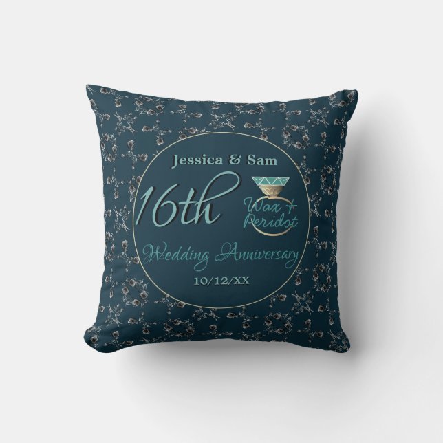 Coussin 16e anniversaire du Mariage Silver & Indigo (Recto)