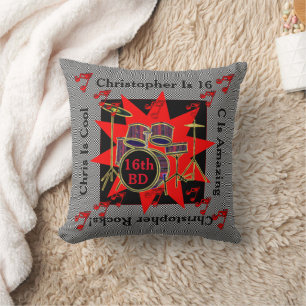 Coussin 16e Anniversaire Musical Upbeat tambours Personnal