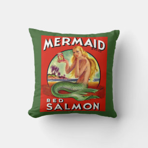 Coussin 1940 Mermaid Saumon peut imprimer étiquette