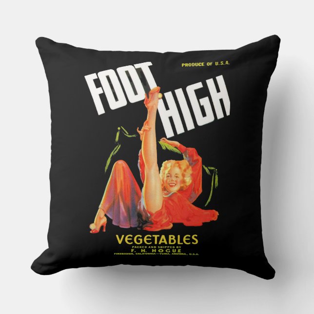 Coussin 1940s marmite étiquette pied légumes hauts légumes (Recto)