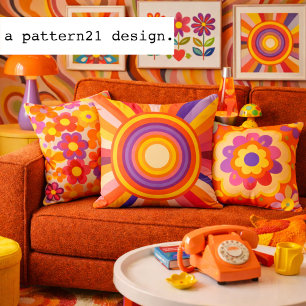 Coussin 1972 retro sunburst