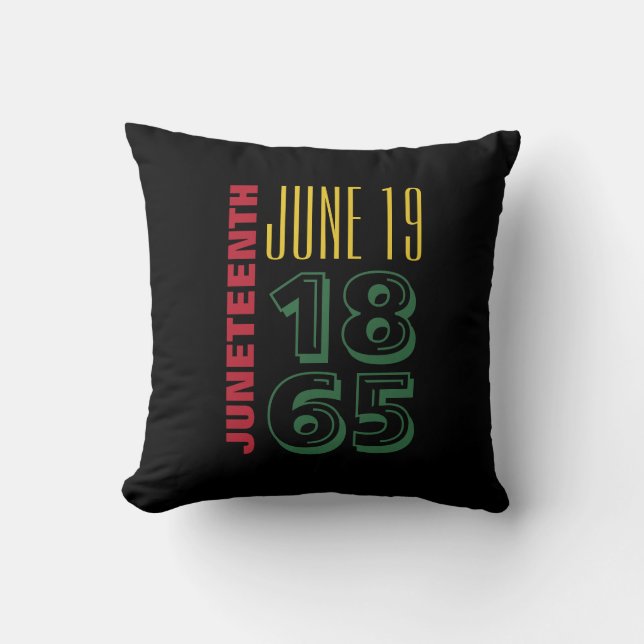 Coussin 19 juin 1865 Typographie Histoire noire (Recto)