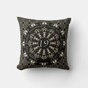 Coussin 19e anniversaire du Mariage Mandala Médaillon Text