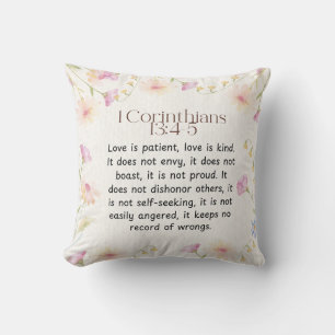 Coussin 1 Corinthiens 13:4-5 Verset de la Bible chrétienne