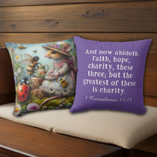 Coussin 1 Corinthiens 13 Whimsical Nature Scene Christian