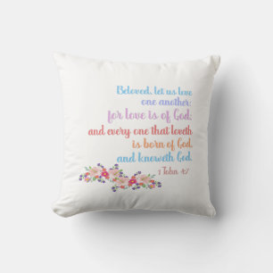 Coussin 1 Jean 4:7 Verset biblique Texte arc-en-ciel