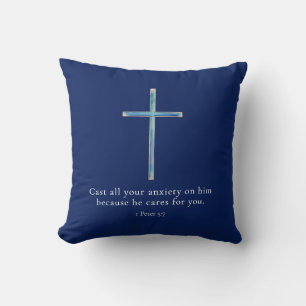Coussin 1 Pierre 5:7 Croix minimaliste