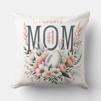 Coussin 1 Sports Mom – Football & Flowers Mother’s Day Des