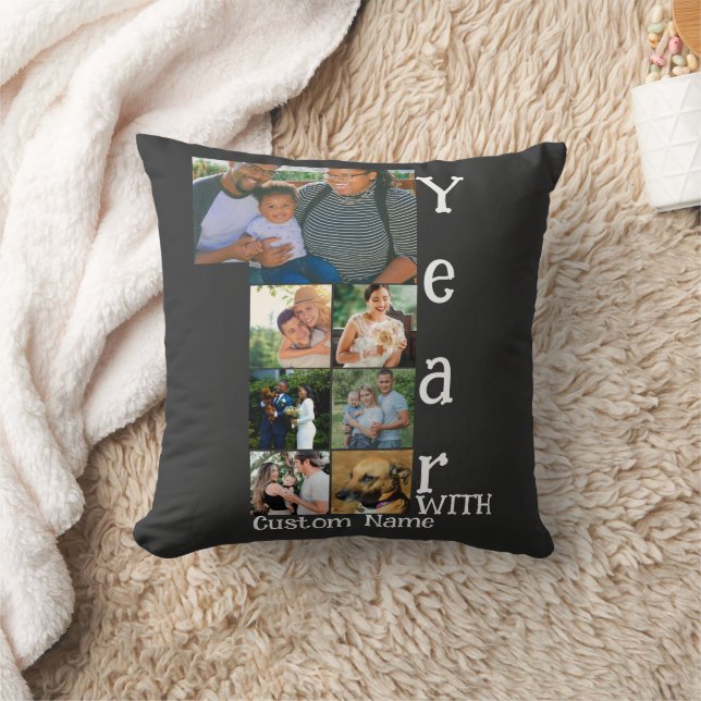 Coussin 1er anniversaire mariage personnalisé 7 photo coll (Couverture)