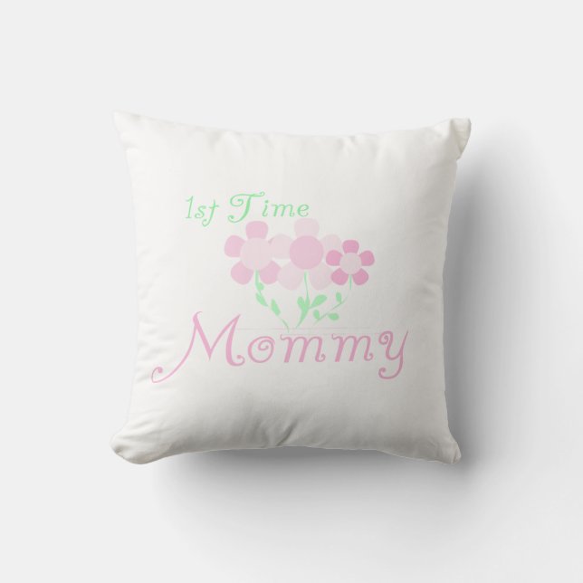 Coussin 1ère Fleurs roses Mommy Cadeaux (Recto)