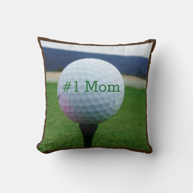 Coussin #1Mom Golfer Nom balle de golf blanche (Recto)
