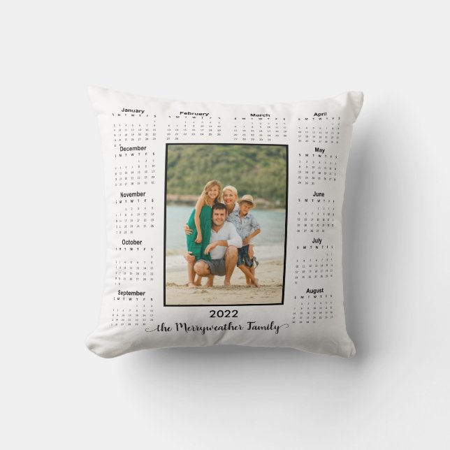 Coussin 2022 Moderne Personnalisée 2 Calendrier Photo (Recto)