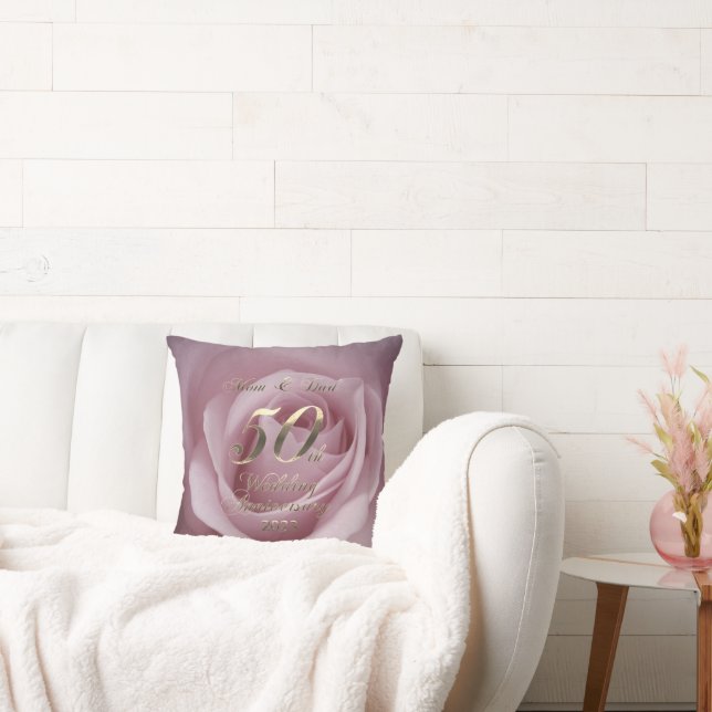 Coussin 2023 Rose Mariage d'or 50e anniversaire Parents (Canapé)