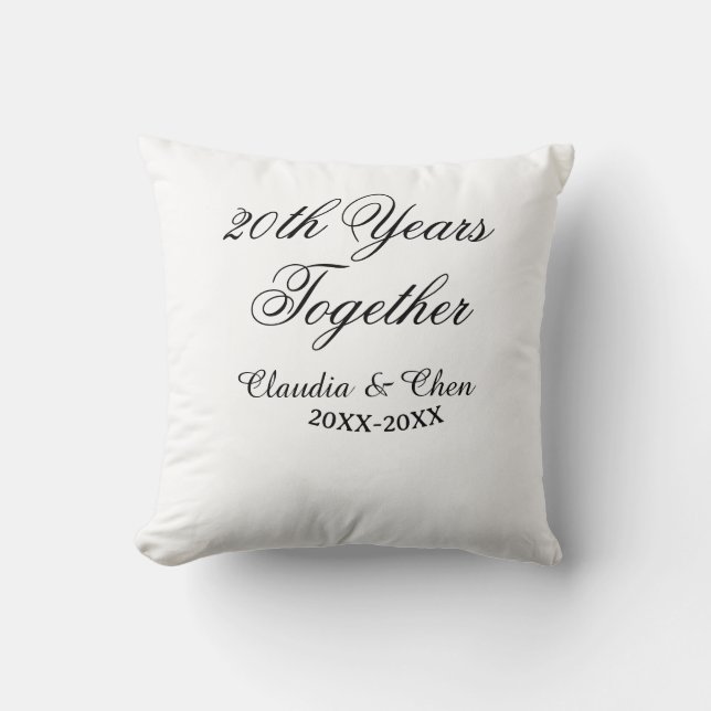 Coussin 20 ans ensemble anniversaire nom date année sim (Recto)