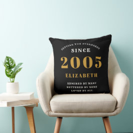 Coussin 20e anniversaire 2005 Black Gold dame personnalisé