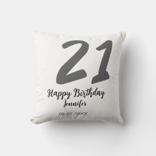 Coussin 21e anniversaire ajouter nom date année noire modè