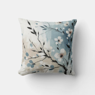 Coussin 21e Anniversaire crème bleu fleur amande